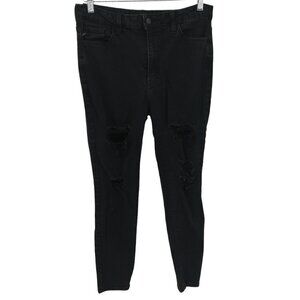 KanCan Kurvy Ultra High Ankle Skinny Jeans Black Size 29 Distressed Destroyed